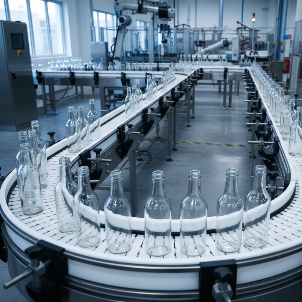 Transportadores de Cadena Ancha para Latas de Vidrio