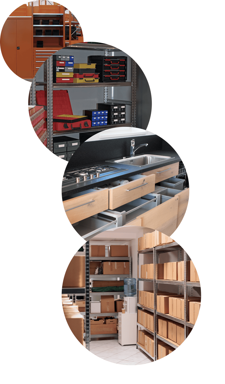 Estantes con gavetas